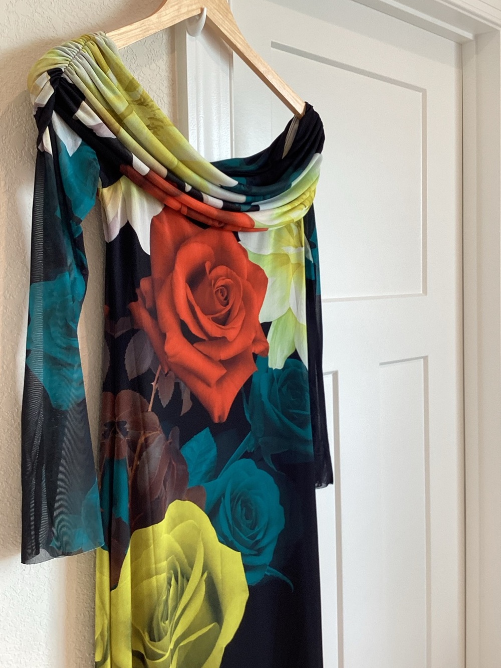 Anthropologie AFRM Off-The-Shoulder Long-Sleeve Mesh Maxi Dress New Medium - Picture 10 of 16